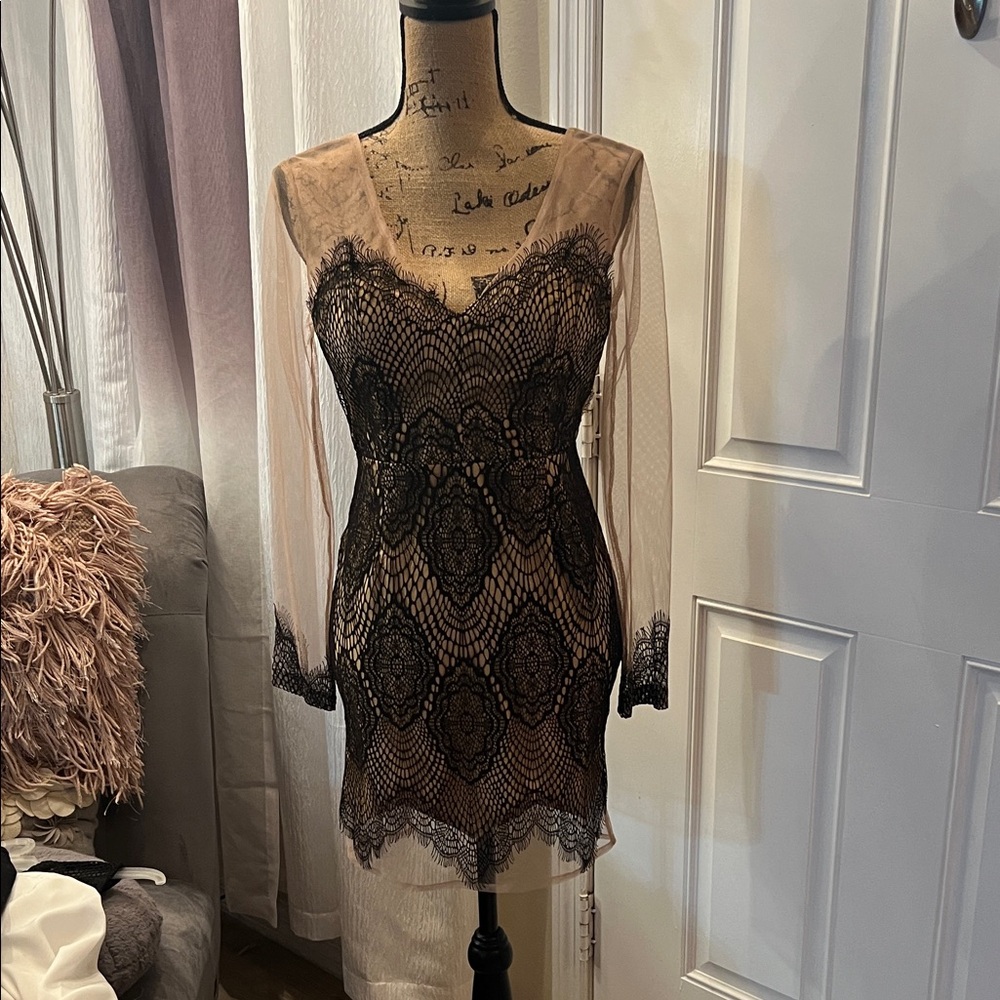 L'atiste Chic Sheer Black Lace Dress